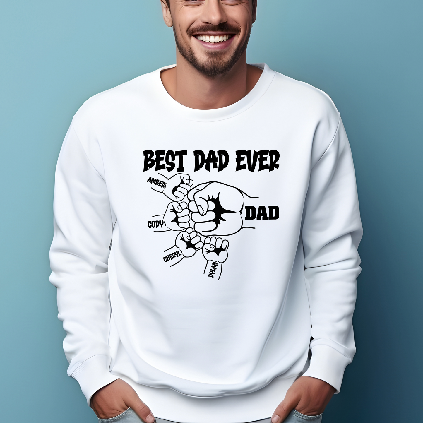 Best Dad Ever Fist Bump Shirt Hoodie Sweatshirt Personalized with kids names Fathers day