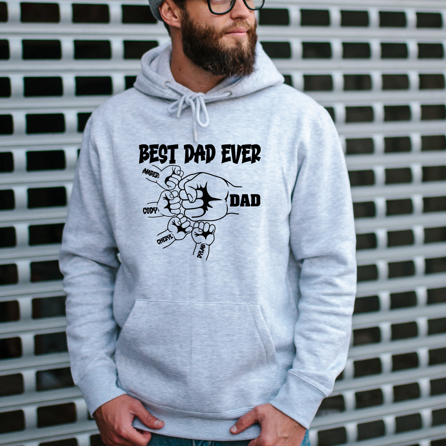 Best Dad Ever Fist Bump Shirt Hoodie Sweatshirt Personalized with kids names Fathers day