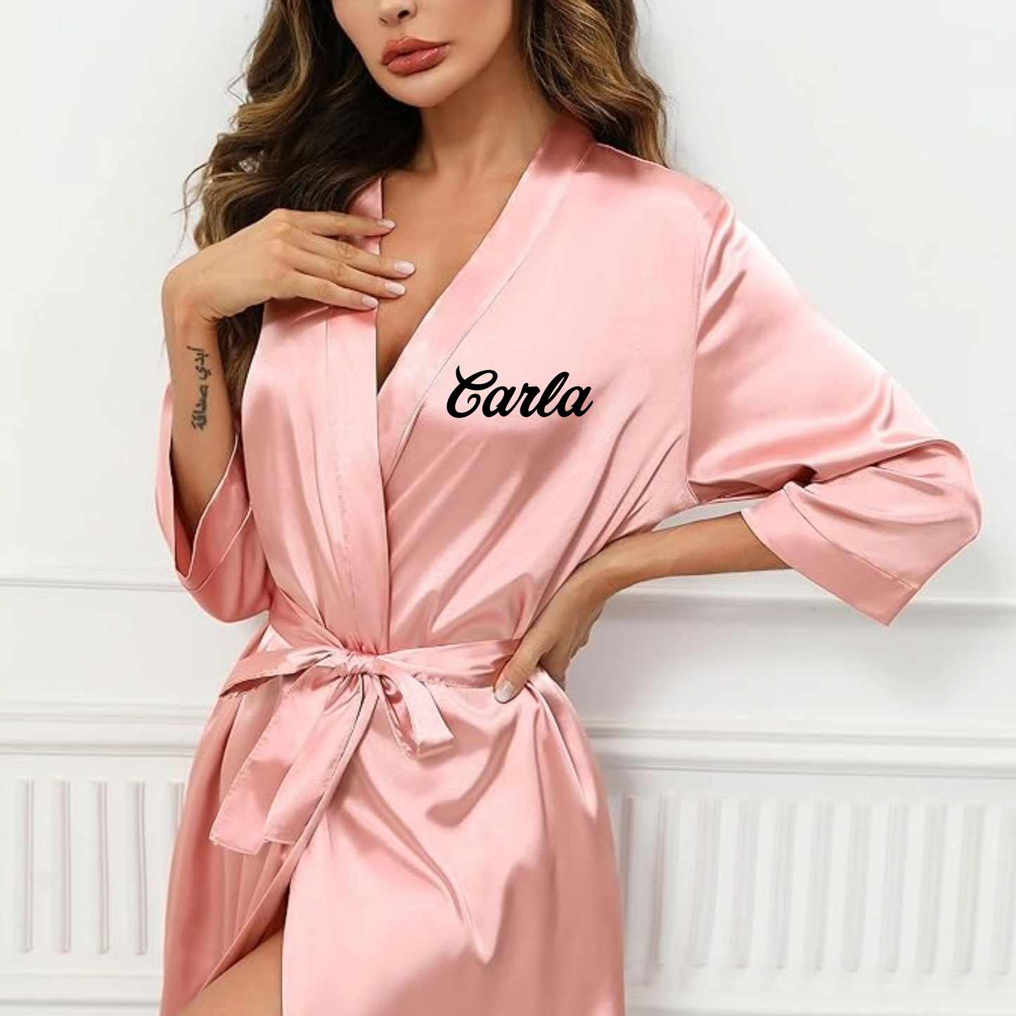 Women's Bride Bridesmaids Robe Short Satin Kimono Robes for Wedding & Bridal Party 2