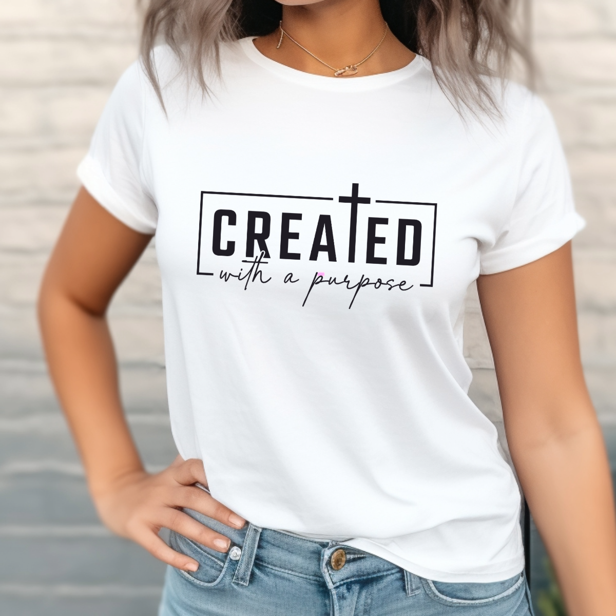 "Created for a Purpose" T-Shirt White Unisex Front View