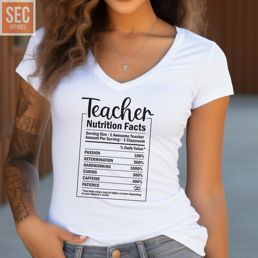 Nutrition Fact Teacher | Graphic T Shirts| Unisex | SEC Apparel