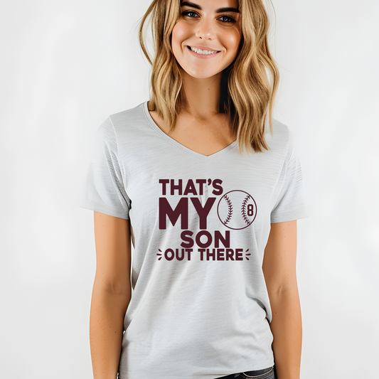 Baseball Mom Shirt | Crew neck | V Neck| Sweatshirt | Hoodie | Thats my son out there