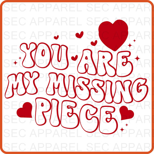 Copy of Valentine Iron On Decals Patches transfers vinyl  for shirts, clothing | SEC Apparel | You Are My Missing Piece