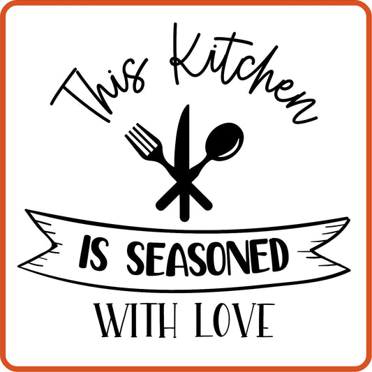 This Kitchen Is Seasoned With Love | Apron Iron On Decals Patches by SEC Apparel