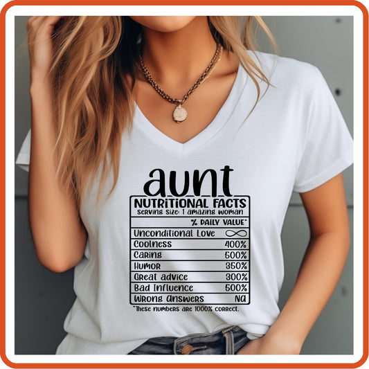 Aunt Nutritional Facts | Family Shirts | T-Shirts by SEC Apparel - secapparelonline