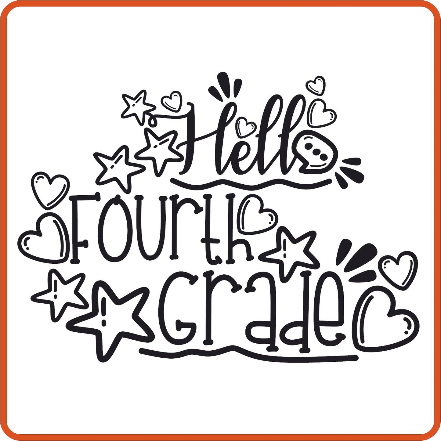 Hello 4th Grade | Back to School Iron On Decals Patches by SEC Apparel