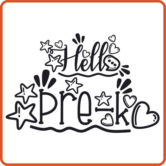 Hello Pre-K | Back to School Iron On Decals Patches by SEC Apparel