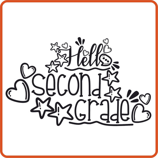 Hello 2nd Grade | Back to School Iron On Decals Patches by SEC Apparel