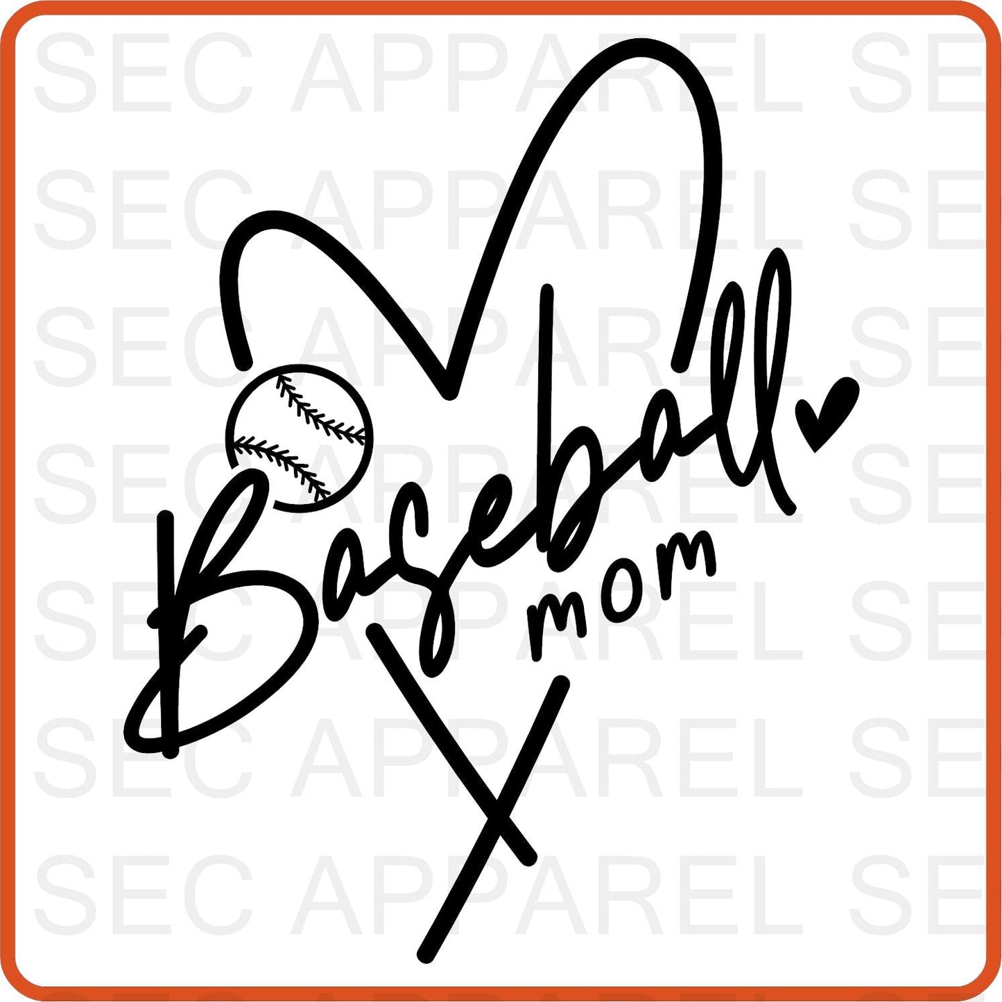 Baseball Mom Iron On Decals Patches transfers vinyl for shirts, clothing | Sport Fan| - secapparelonline