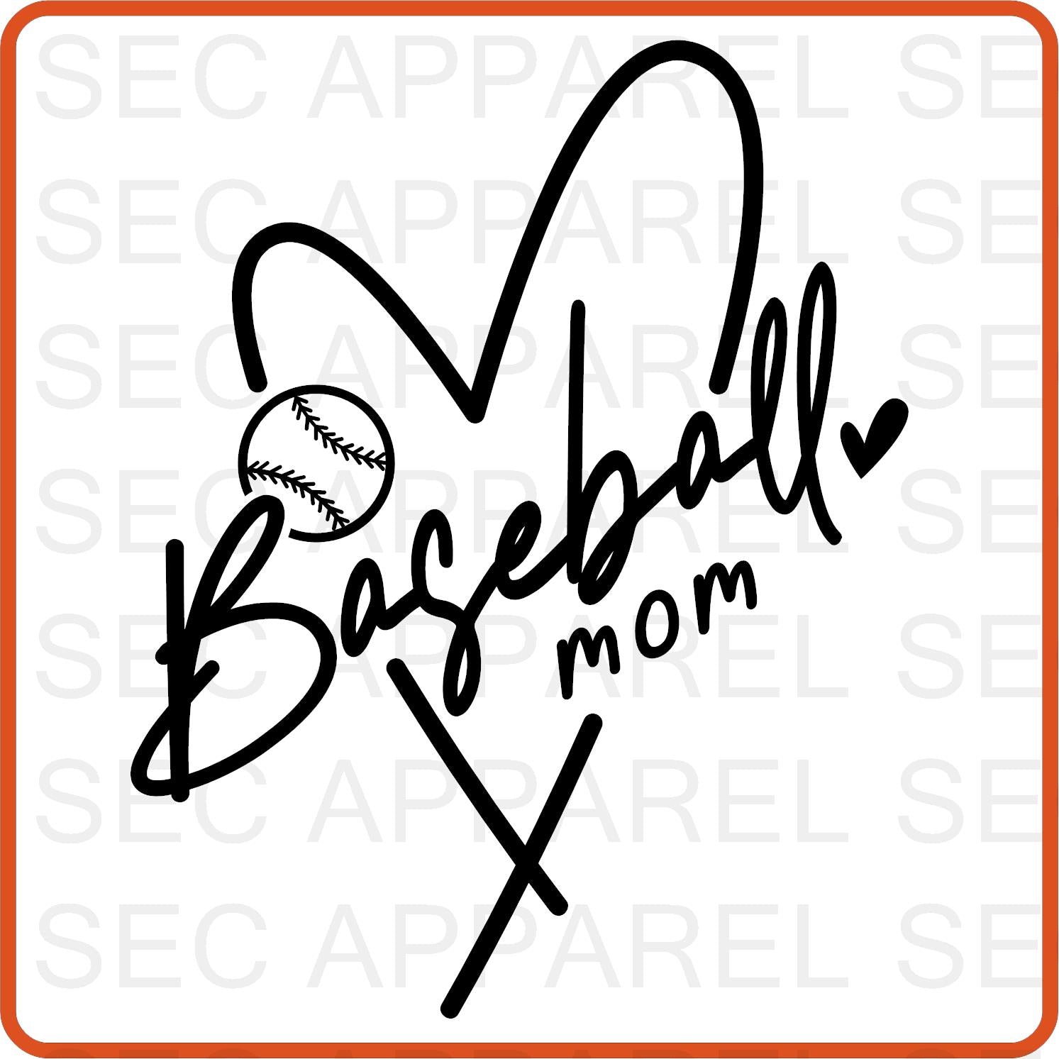 Baseball Mom Iron On Decals Patches transfers vinyl for shirts, clothing | Sport Fan| - secapparelonline