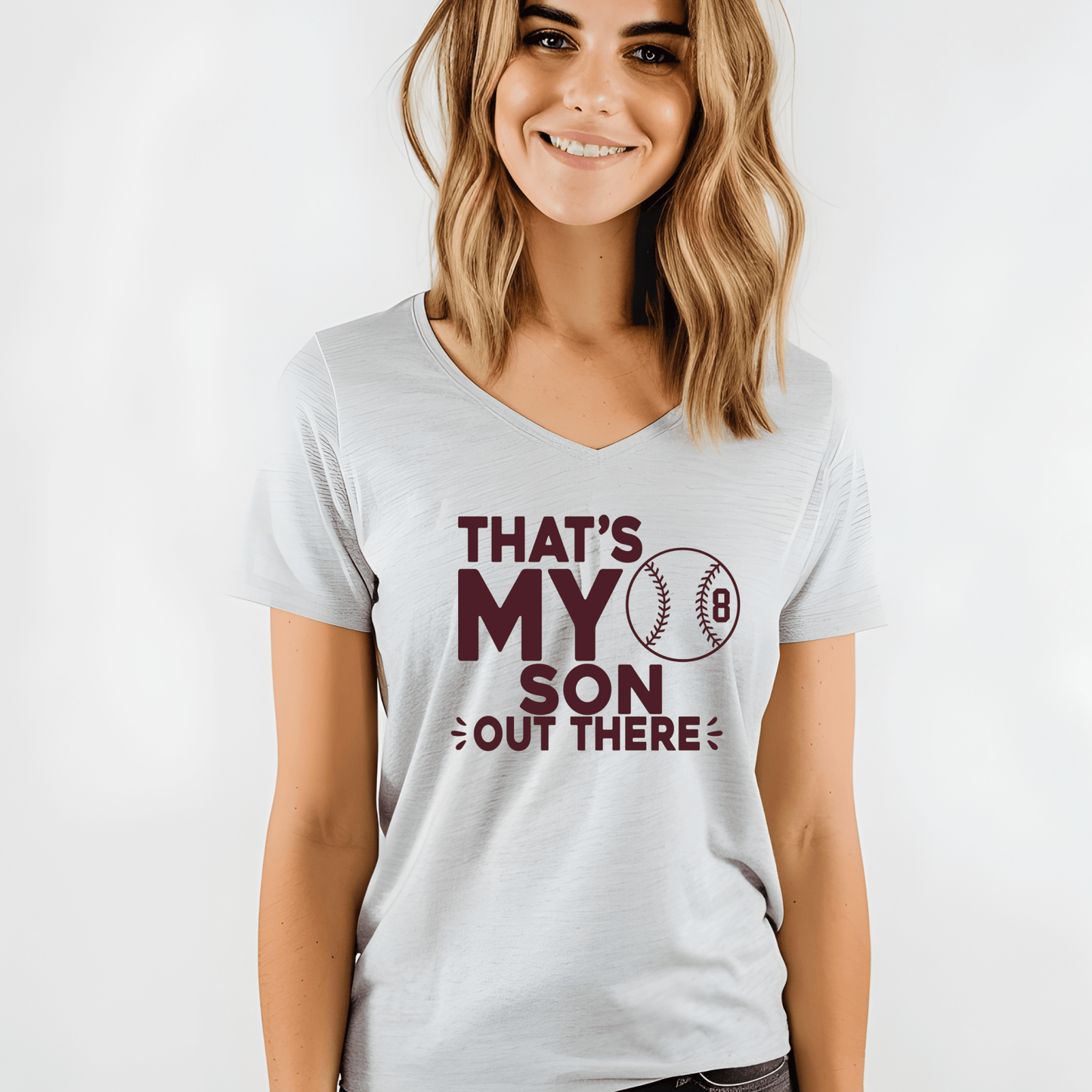 Baseball Mom Shirt | Crew neck | V Neck| Sweatshirt | Hoodie | Thats my son out there - secapparelonline