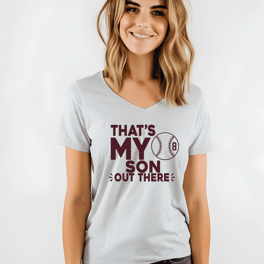 Baseball Mom Shirt | Crew neck | V Neck| Sweatshirt | Hoodie | Thats my son out there - secapparelonline
