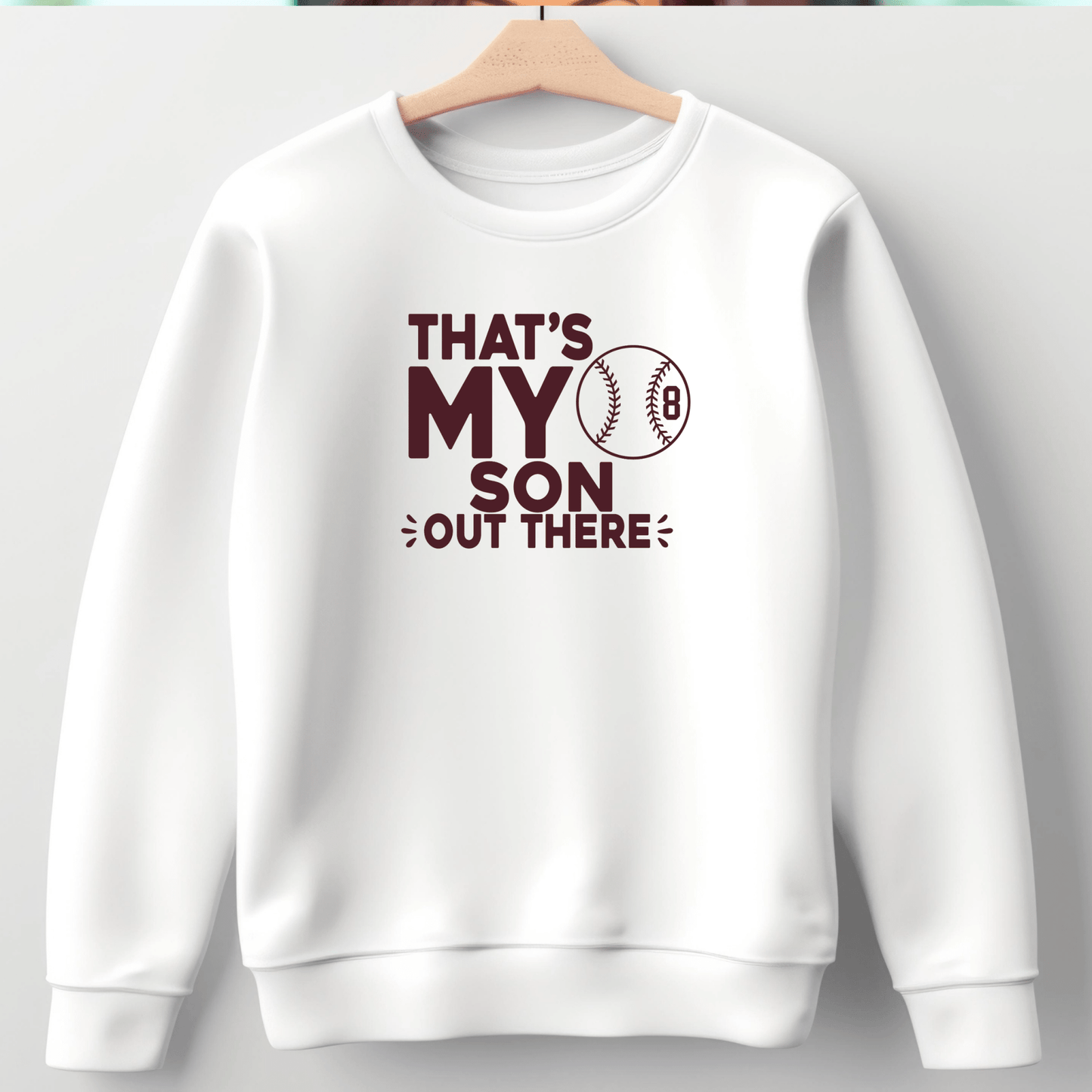 Baseball Mom Shirt | Crew neck | V Neck| Sweatshirt | Hoodie | Thats my son out there - secapparelonline