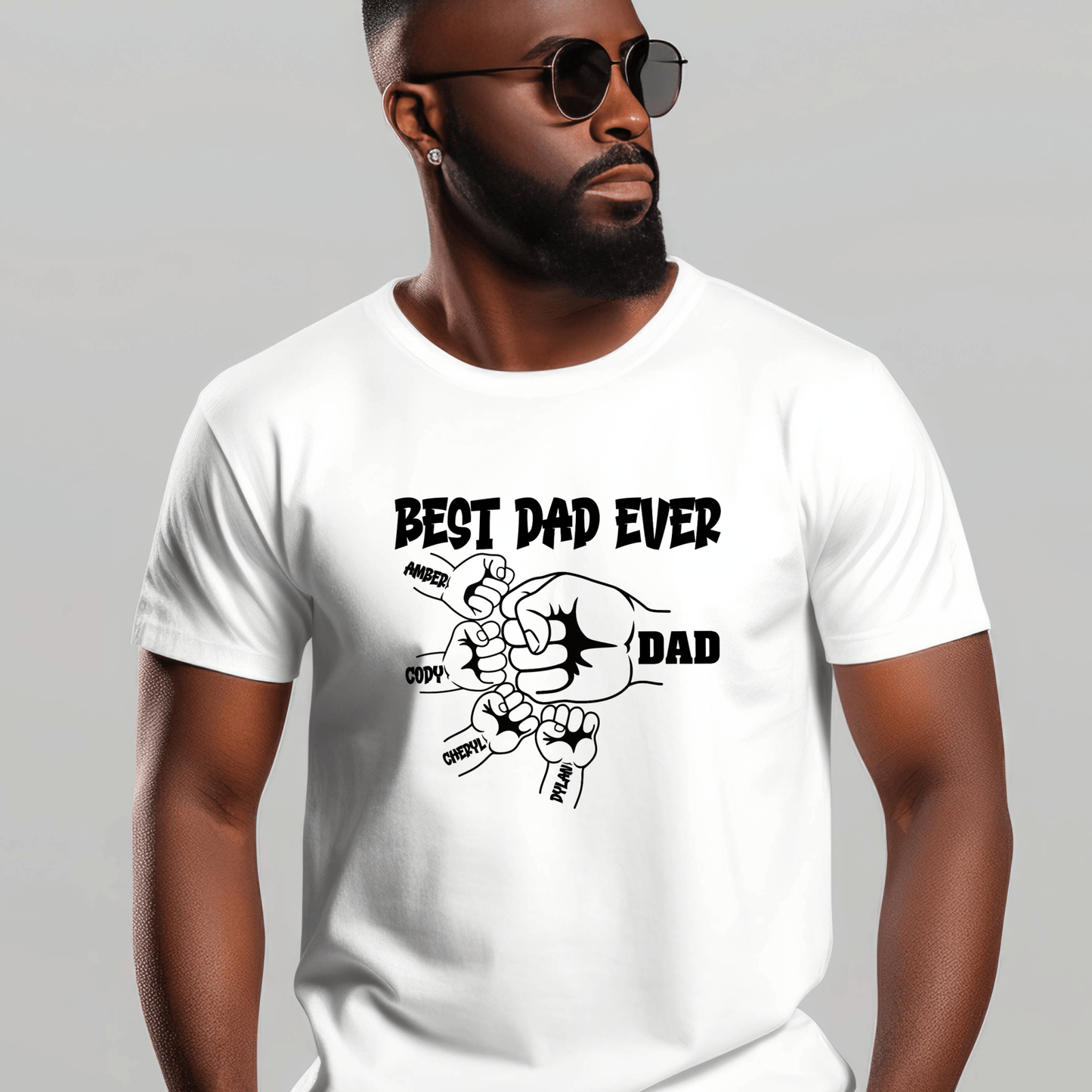 Best Dad Ever Fist Bump Shirt Hoodie Sweatshirt Personalized with kids names Fathers day - secapparelonline