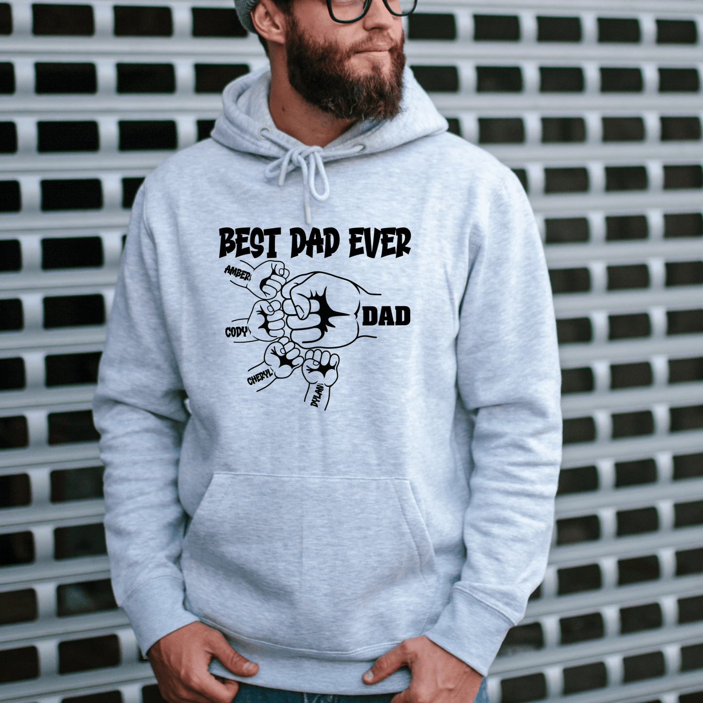 Best Dad Ever Fist Bump Shirt Hoodie Sweatshirt Personalized with kids names Fathers day - secapparelonline