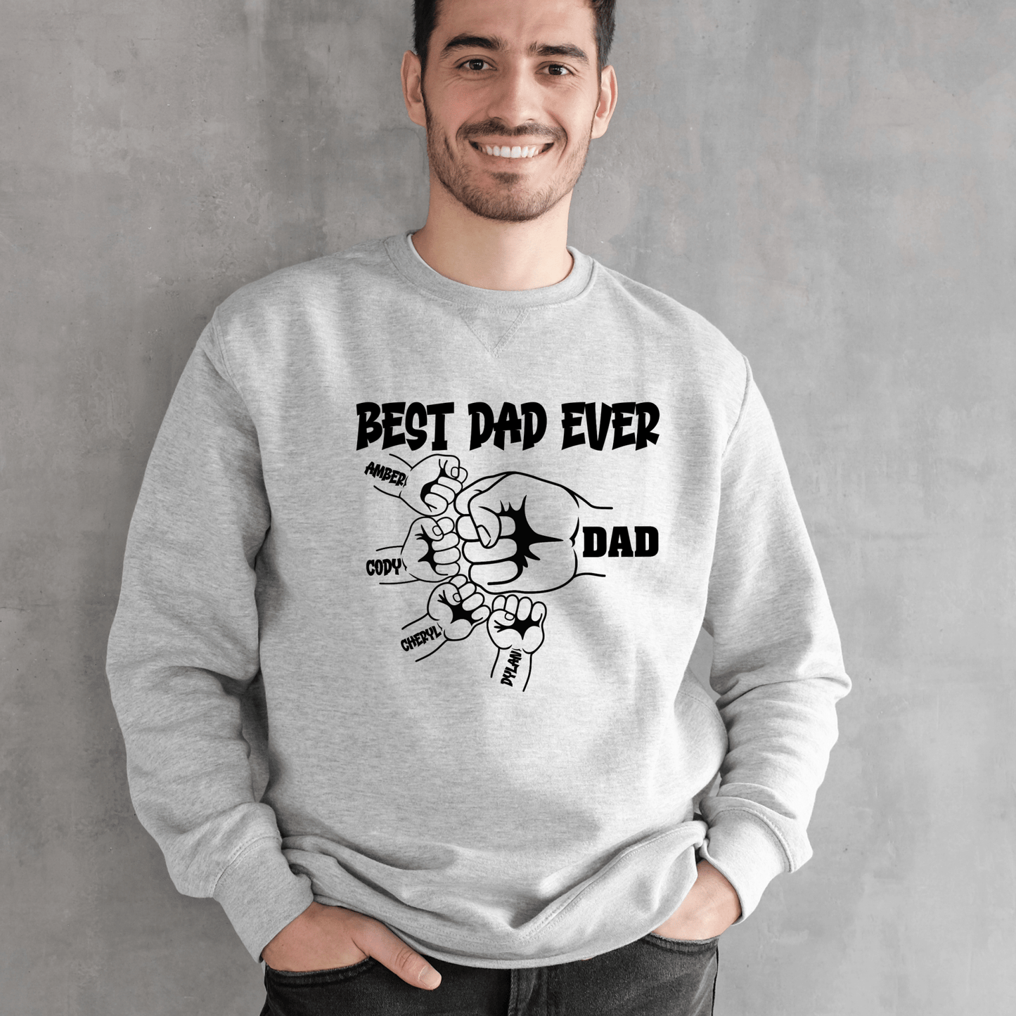 Best Dad Ever Fist Bump Shirt Hoodie Sweatshirt Personalized with kids names Fathers day - secapparelonline
