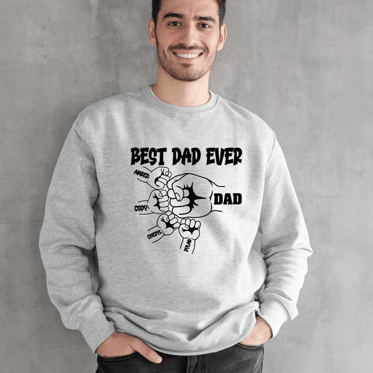 Best Dad Ever Fist Bump Shirt Hoodie Sweatshirt Personalized with kids names Fathers day - secapparelonline
