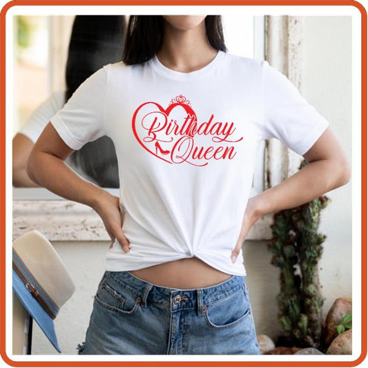 Birthday Queen T-Shirt with heart | SEC Apparel - secapparelonline