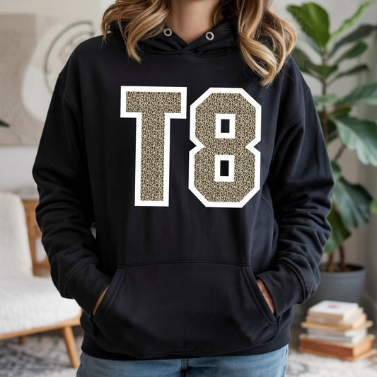 Tate McRae T8 INSPIRED Hoodie black front view oversized fit pop music fan merch