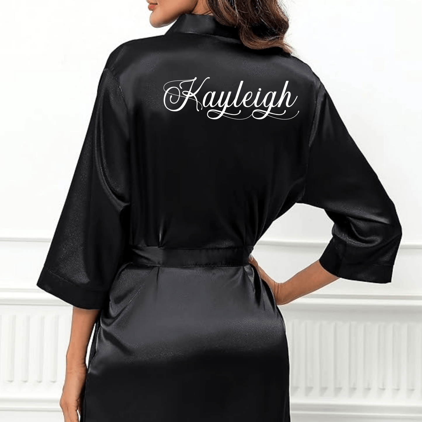 Bridal Train Short Satin Kimono Robes for Wedding & Bridal Party - secapparelonline