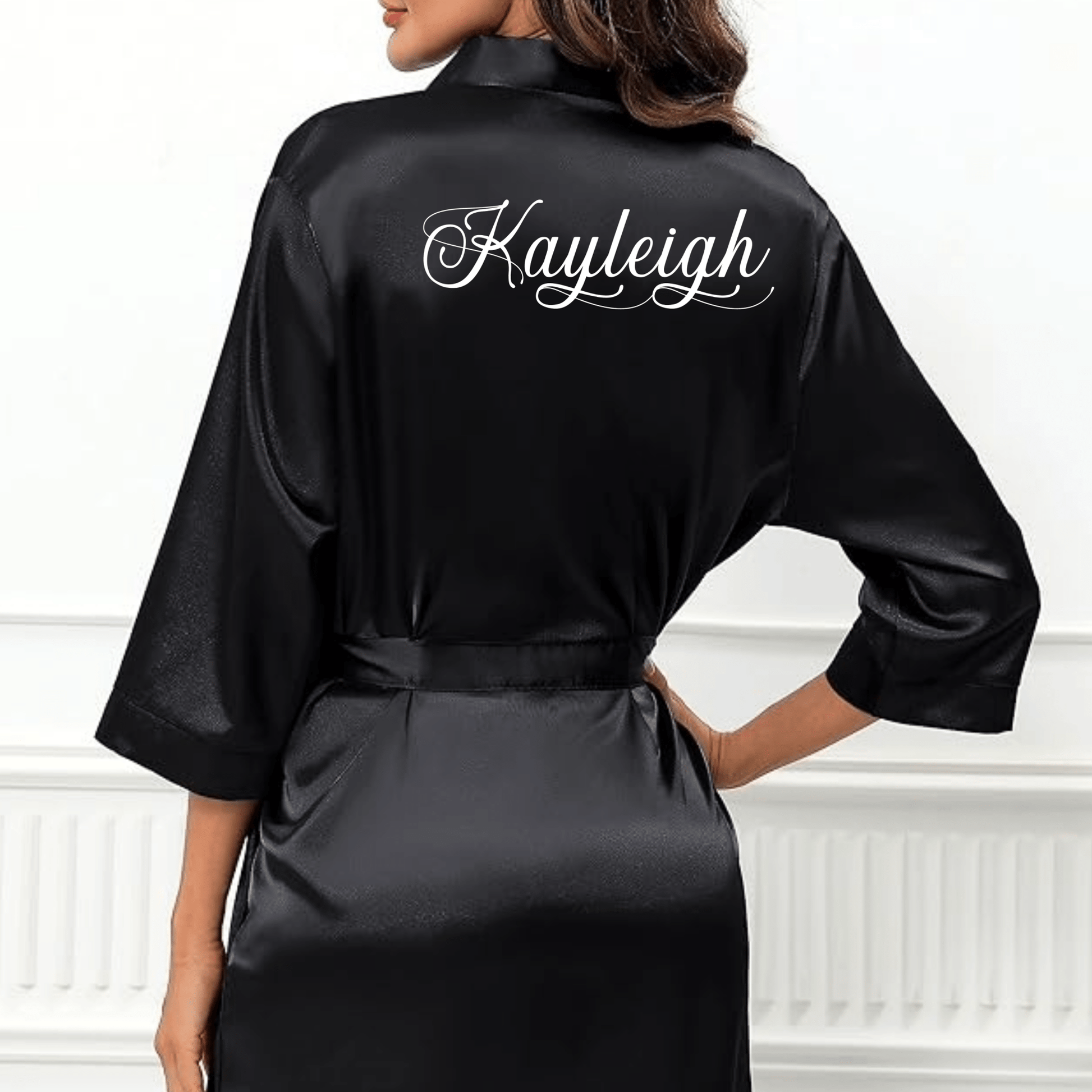 Bridal Train Short Satin Kimono Robes for Wedding & Bridal Party - secapparelonline