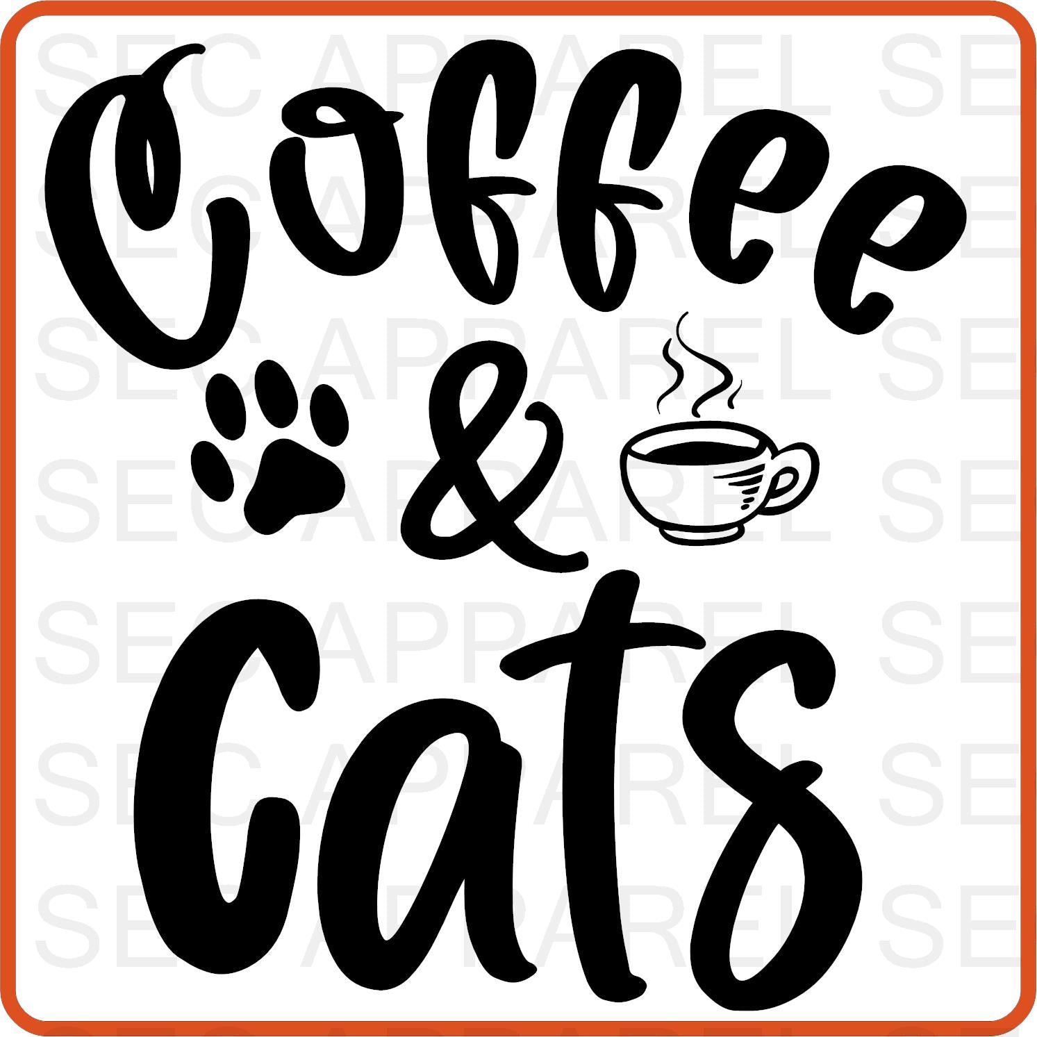 Cat Iron On Decals Patches transfers vinyl for shirts, clothing | Pets Lover | Coffee and Cat - secapparelonline