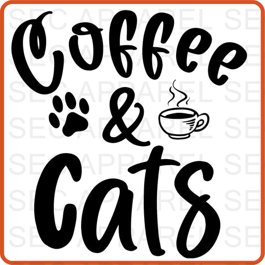Cat Iron On Decals Patches transfers vinyl for shirts, clothing | Pets Lover | Coffee and Cat - secapparelonline