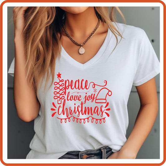 Christmas Graphic T Shirts| Unisex | SEC Apparel | Peace Love and Joy - secapparelonline