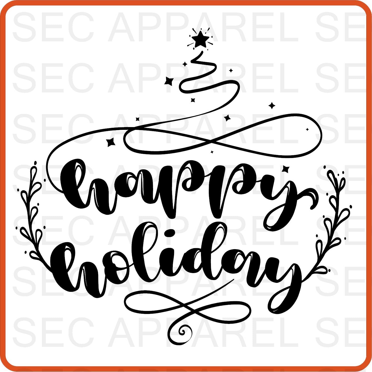 Christmas Iron On Decals Patches transfers vinyl for shirts, clothing | SEC Apparel | Happy Holiday - secapparelonline