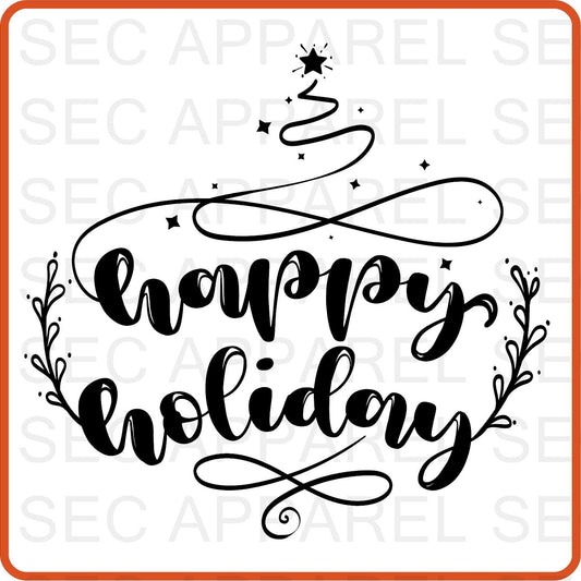 Christmas Iron On Decals Patches transfers vinyl for shirts, clothing | SEC Apparel | Happy Holiday - secapparelonline