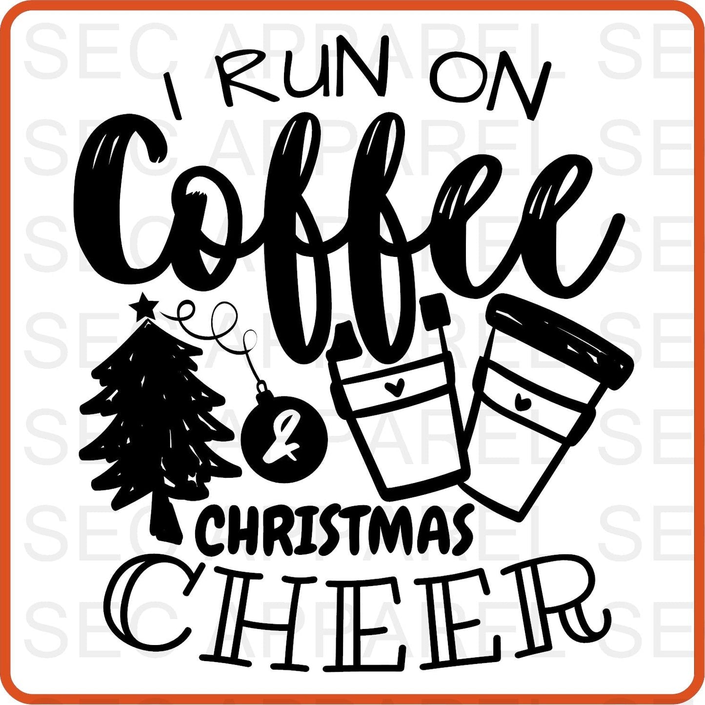 Christmas Iron On Decals Patches transfers vinyl for shirts, clothing | SEC Apparel | I Run On Coffee - secapparelonline