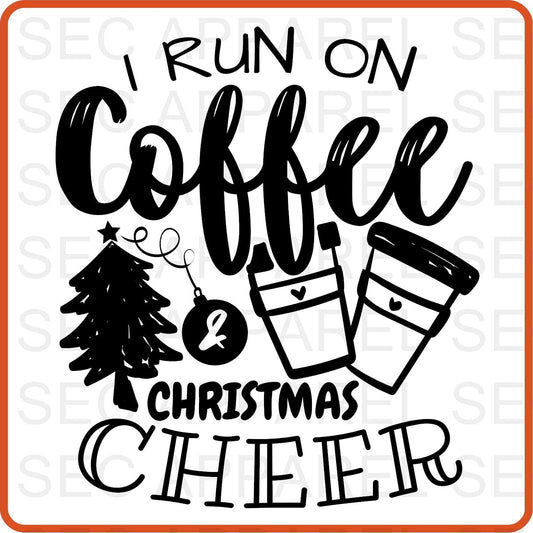 Christmas Iron On Decals Patches transfers vinyl for shirts, clothing | SEC Apparel | I Run On Coffee - secapparelonline
