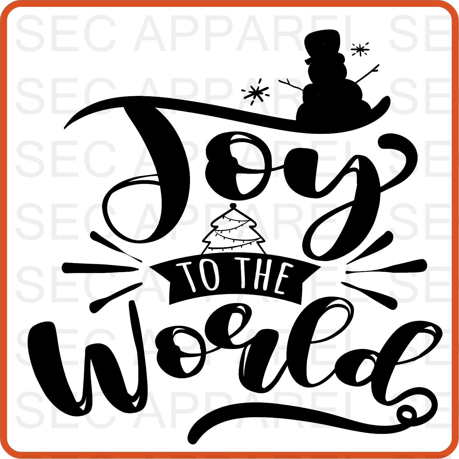 Christmas Iron On Decals Patches transfers vinyl for shirts, clothing | SEC Apparel | Joy to the World - secapparelonline
