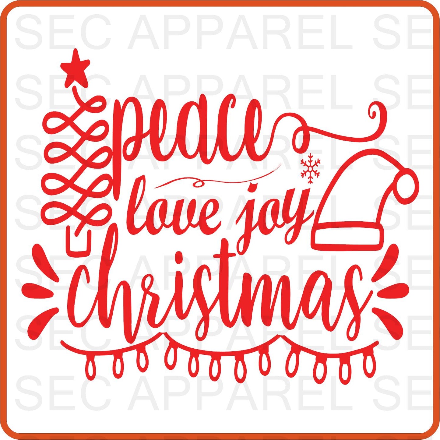 Christmas Iron On Decals Patches transfers vinyl for shirts, clothing | SEC Apparel | Peace Love Joy - secapparelonline