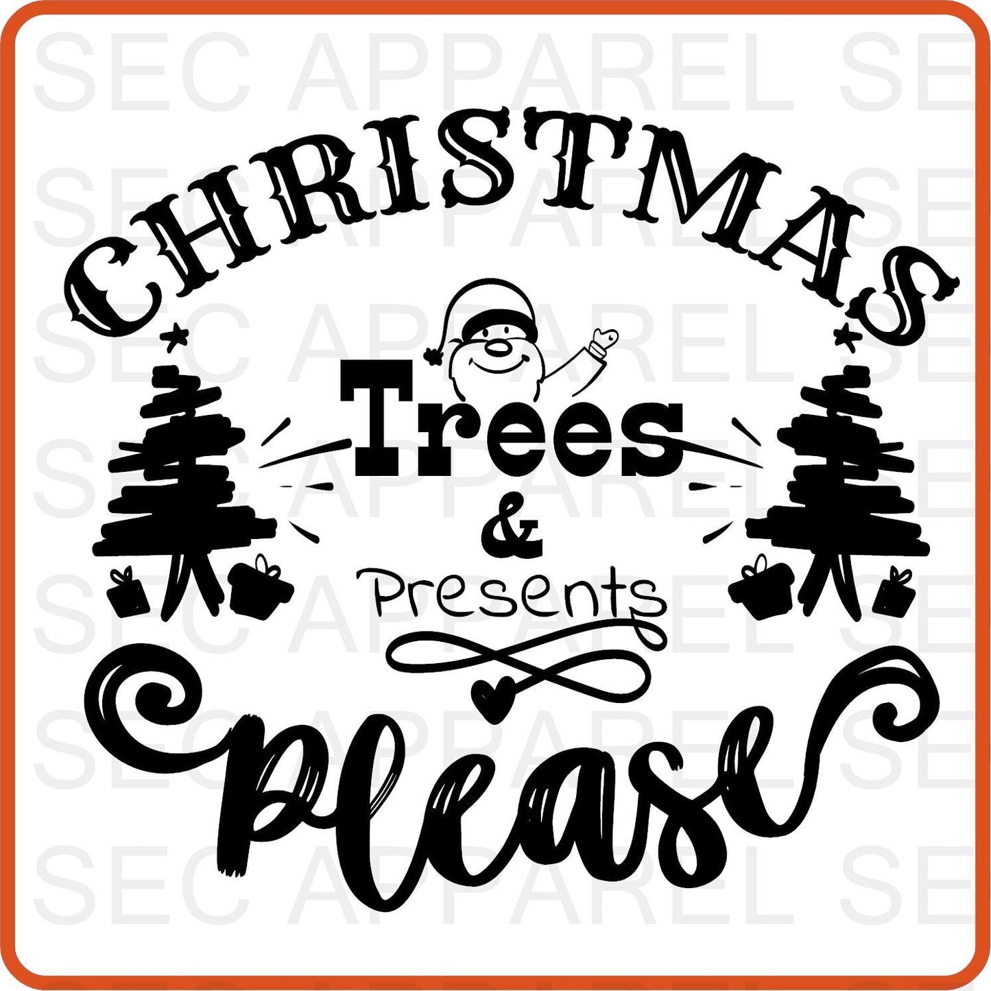 Christmas Iron On Decals Patches transfers vinyl for shirts, clothing | SEC Apparel | Trees Please - secapparelonline