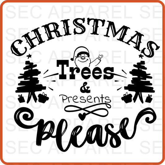 Christmas Iron On Decals Patches transfers vinyl for shirts, clothing | SEC Apparel | Trees Please - secapparelonline