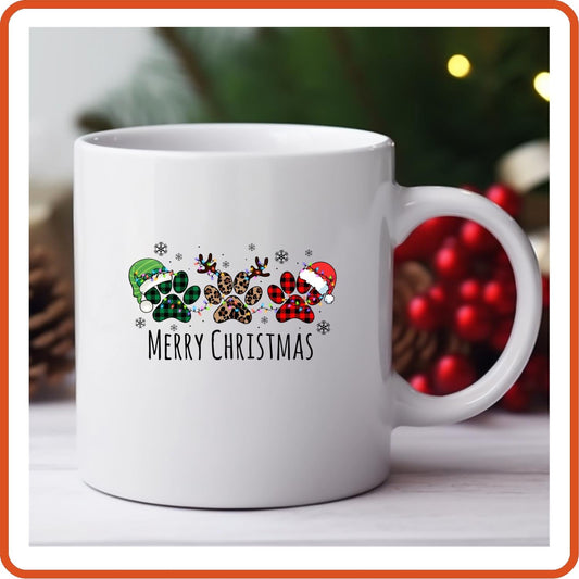 Christmas Mugs - 11oz Coffee Mug | Holiday Gift | SEC Apparel | Dog Paws - secapparelonline
