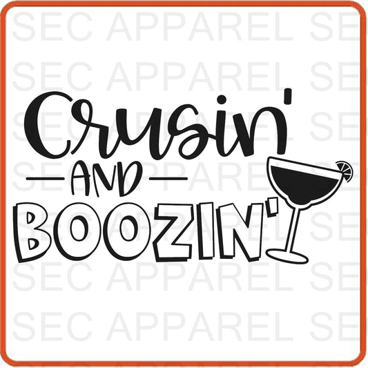 Cruise Vacation Iron On Decals Patches transfers vinyl for shirts, clothing | Crusin' and Boozin' - secapparelonline