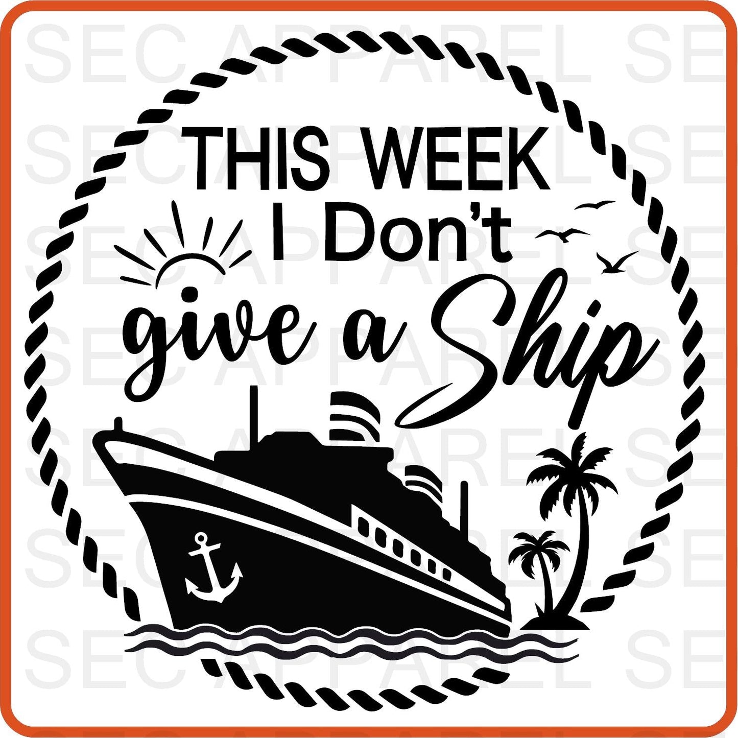 Cruise Vacation Iron On Decals Patches transfers vinyl for shirts, clothing | I Don't Give A Ship - secapparelonline
