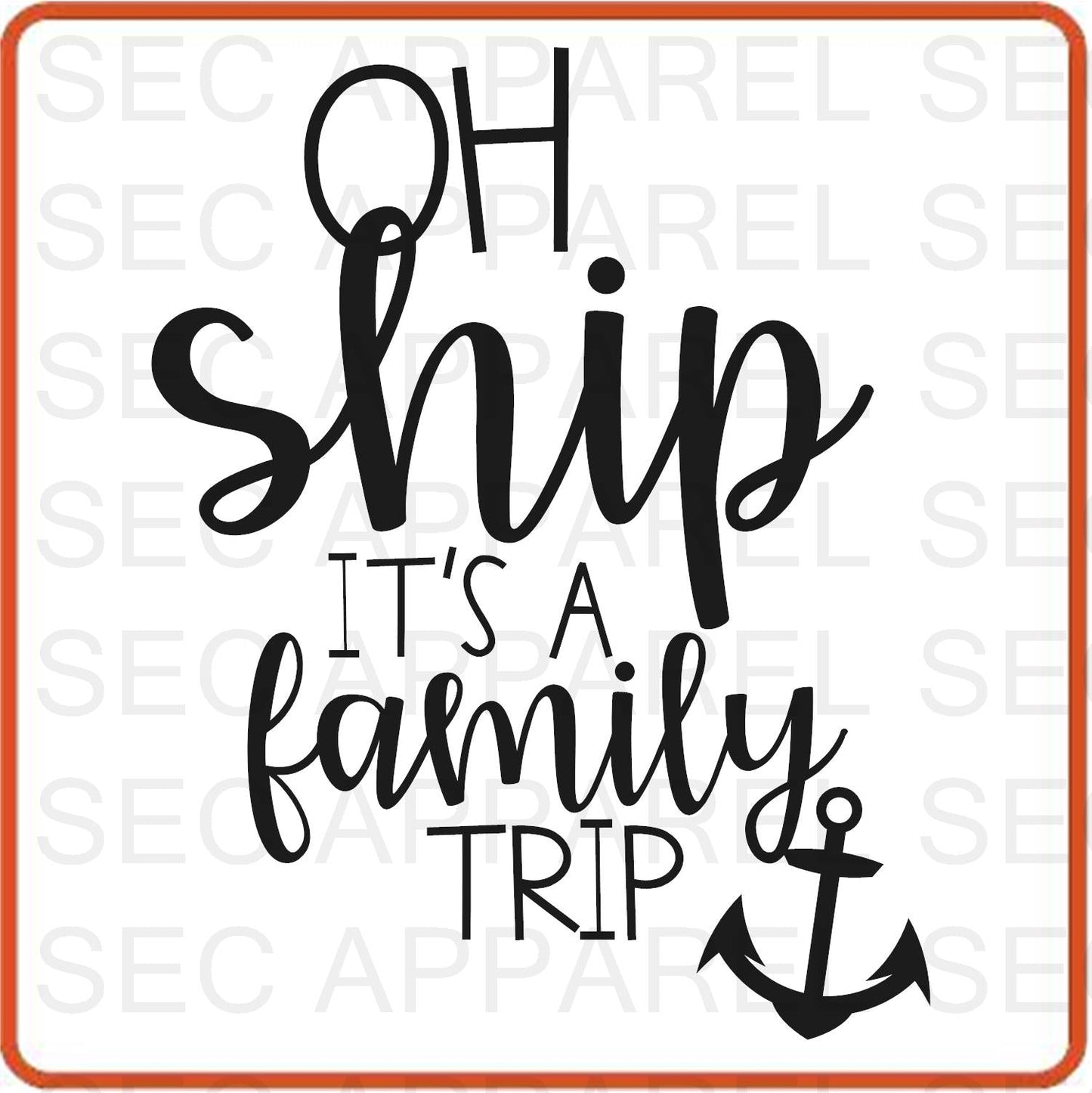 Cruise Vacation Iron On Decals Patches transfers vinyl for shirts, clothing | OH Ship It's A Family Trip - secapparelonline