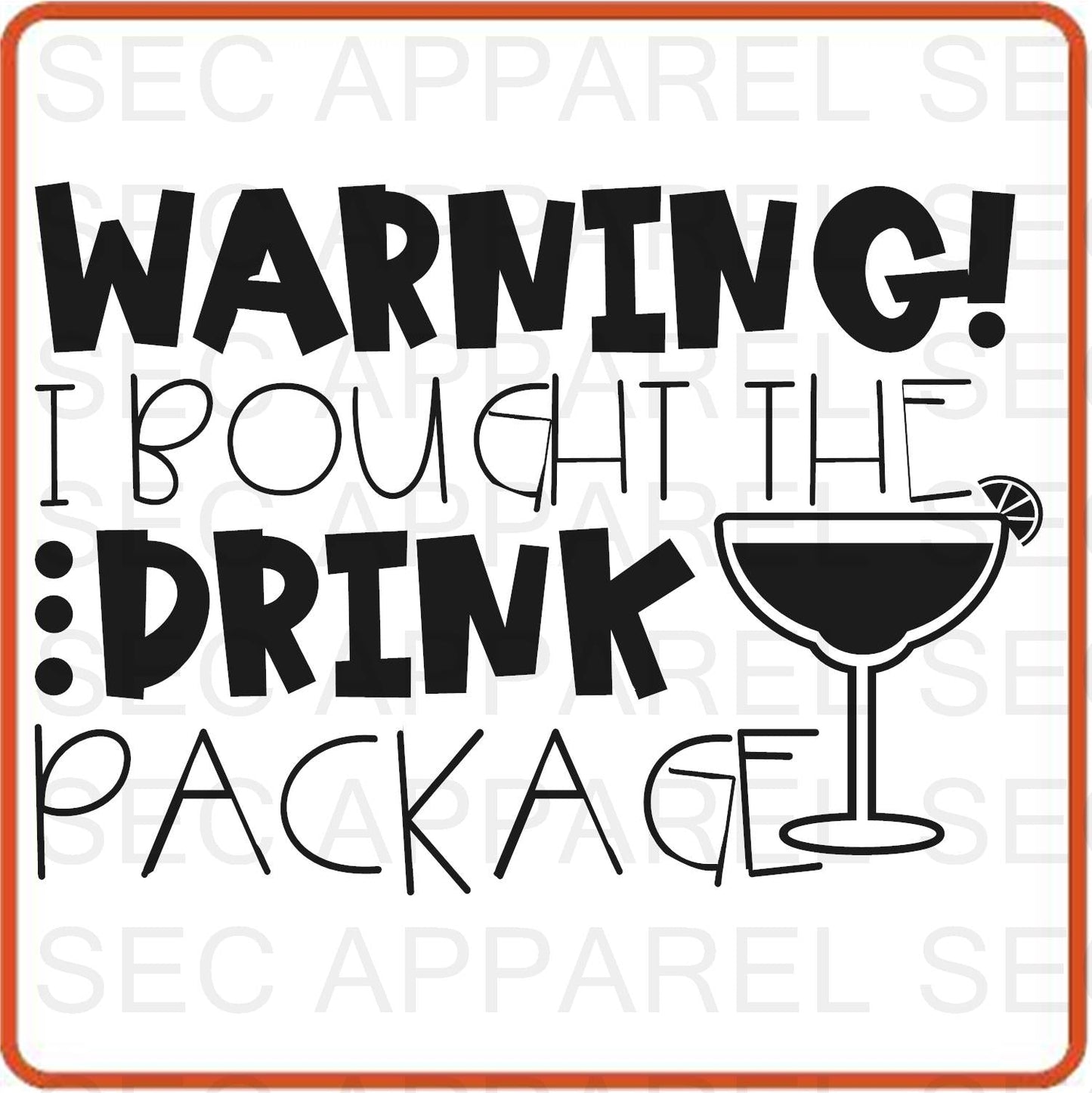 Cruise Vacation Iron On Decals Patches transfers vinyl for shirts, clothing | Warning I Brought the Drink - secapparelonline