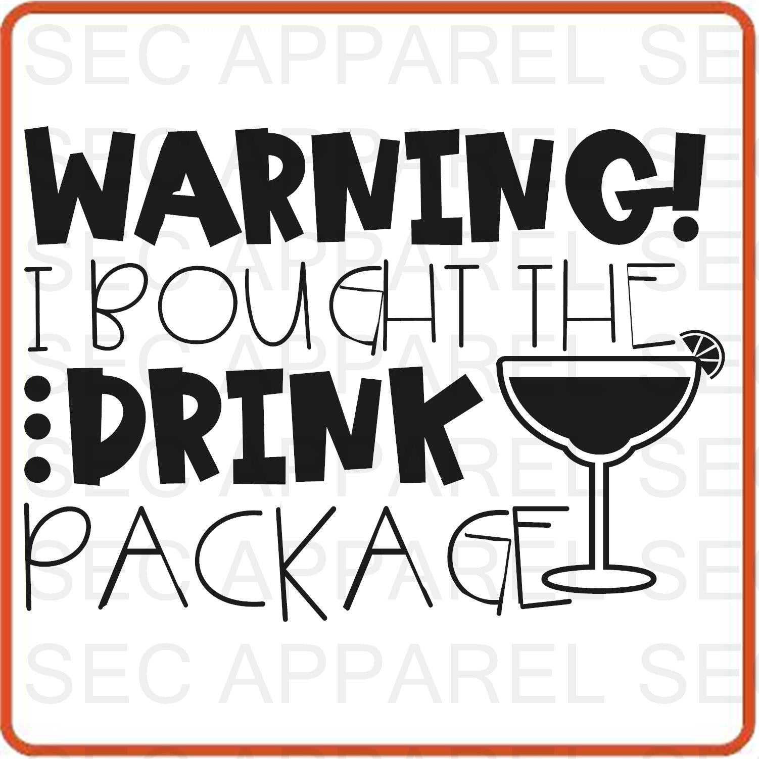 Cruise Vacation Iron On Decals Patches transfers vinyl for shirts, clothing | Warning I Brought the Drink - secapparelonline