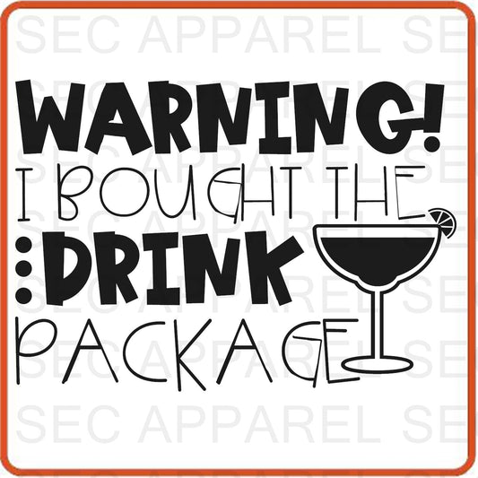 Cruise Vacation Iron On Decals Patches transfers vinyl for shirts, clothing | Warning I Brought the Drink - secapparelonline