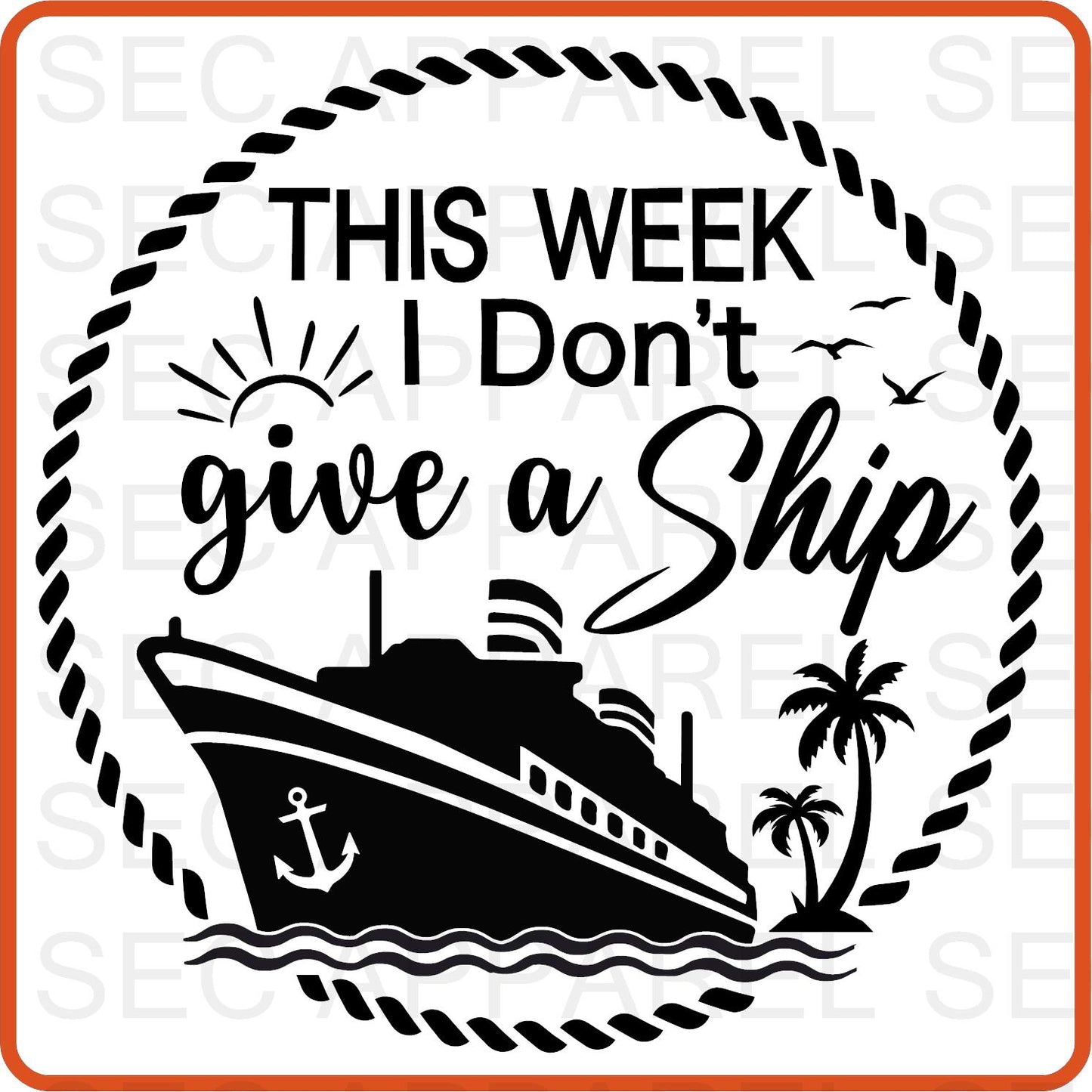 Cruise Vacation Iron On Decals Patches transfers vinyl  for shirts, clothing | I Don't Give A Ship