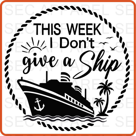 Cruise Vacation Iron On Decals Patches transfers vinyl  for shirts, clothing | I Don't Give A Ship