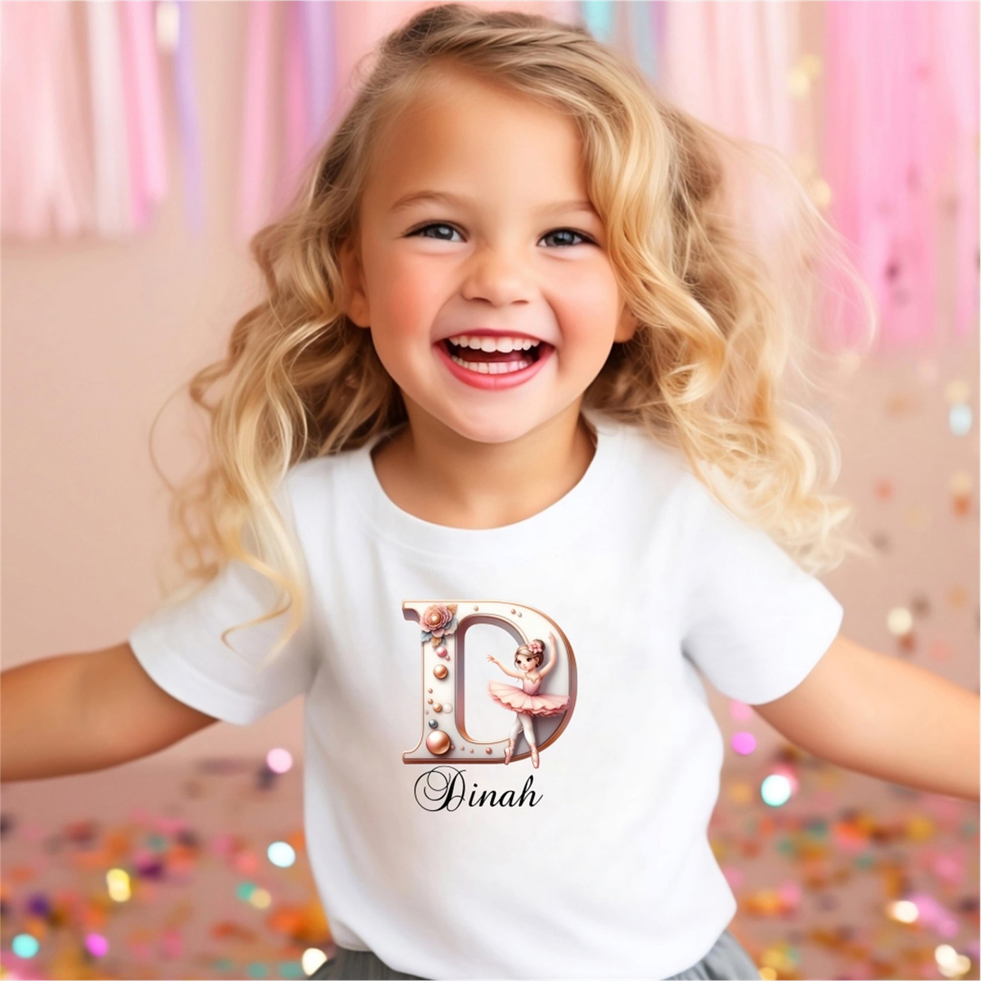 Custom ballet letters Shirts for Toddler Girls Birthday Party Personalized with Name - secapparelonline