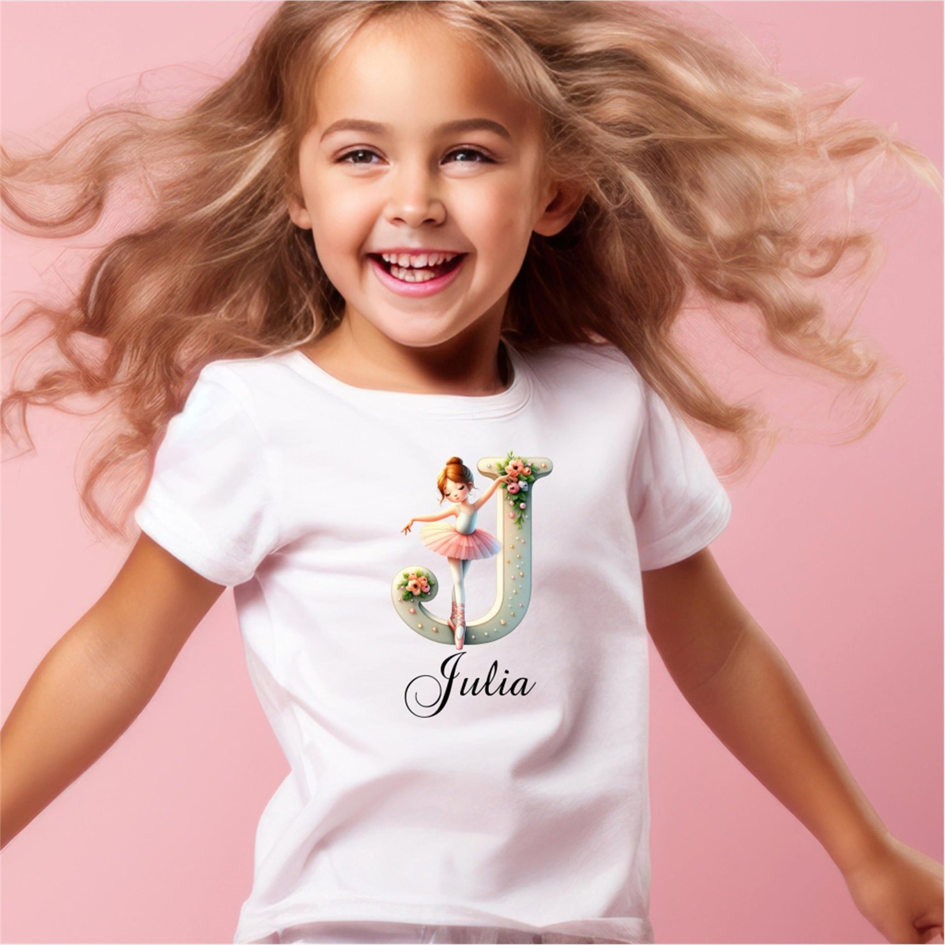 Custom ballet letters Shirts for Toddler Girls Birthday Party Personalized with Name - secapparelonline