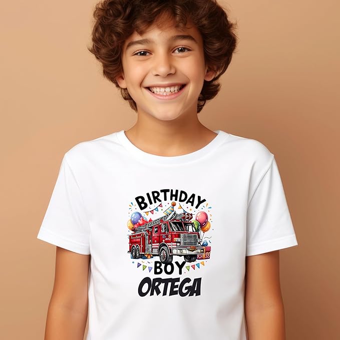 Custom Fire Truck Birthday Shirts for Toddler Boys Birthday Party Personalized with Name - secapparelonline