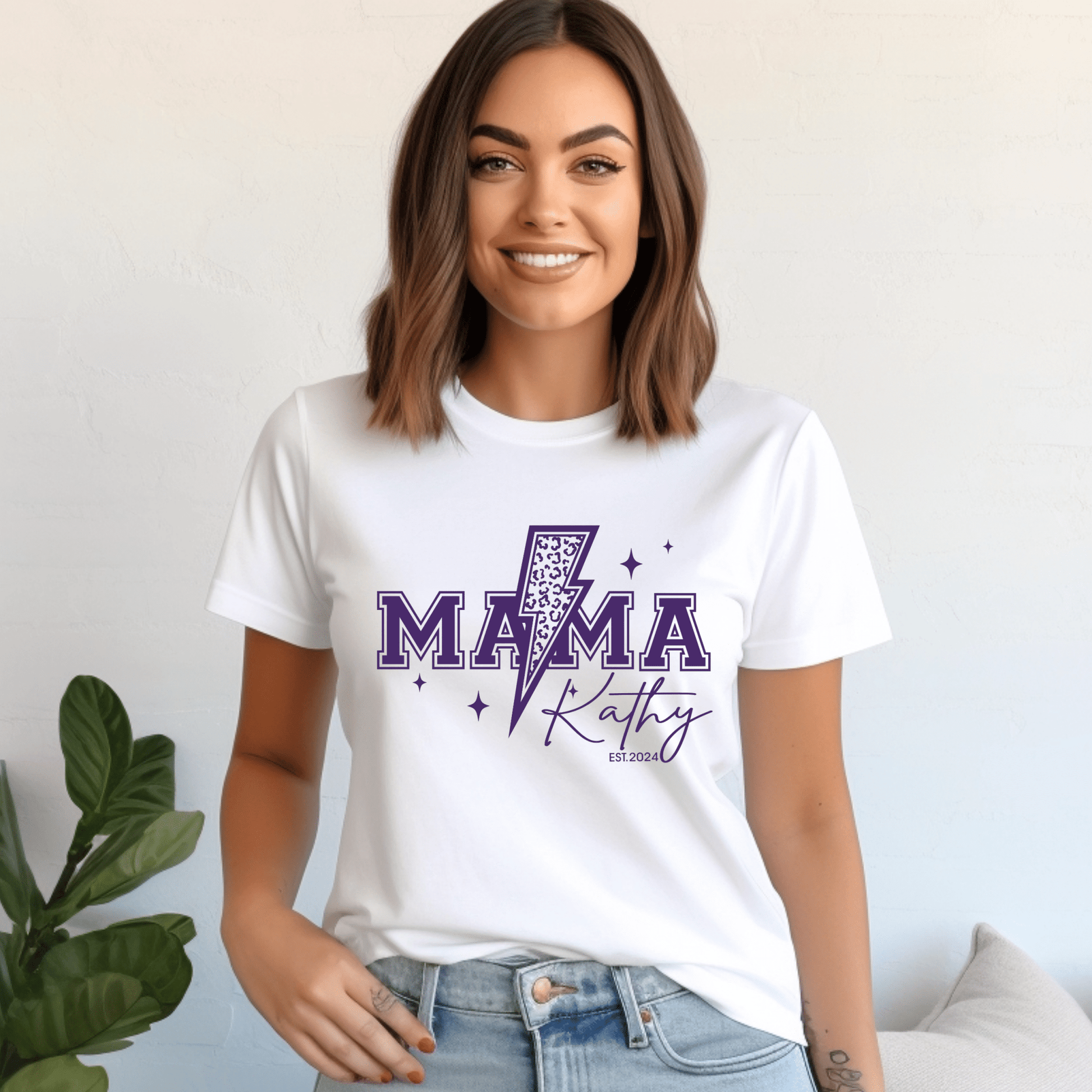 Custom Mama Lightning Bolt Shirt | Crew neck | V Neck| Sweatshirt | Hoodie | SEC Apparel - secapparelonline