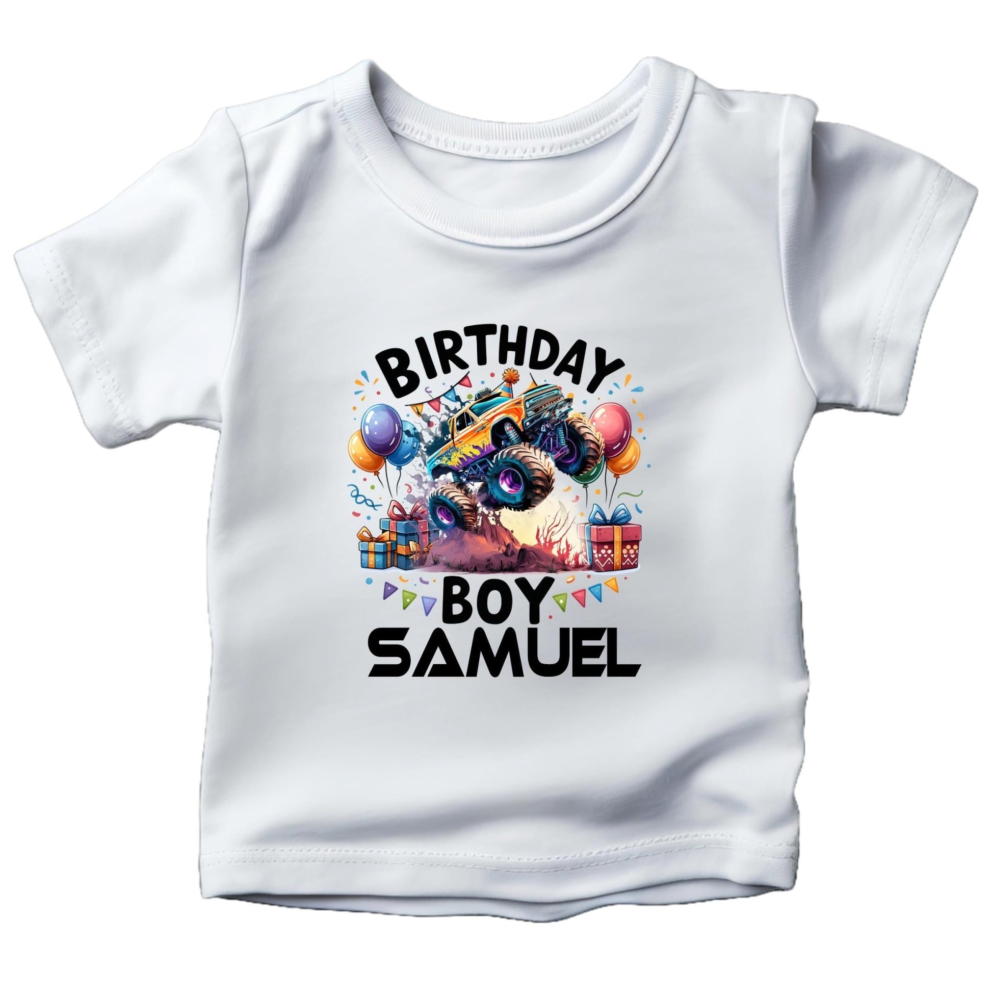 Custom Monster Truck Birthday Shirts for Toddler Boys Birthday Party Personalized with Name - secapparelonline